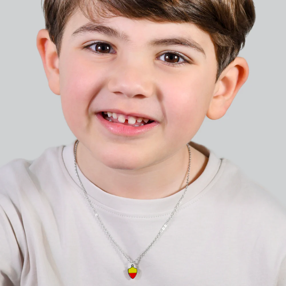 COLLANA BAMBINO IN ACCIAIO CON SMALTO GIALLO E ROSSO - Image 3