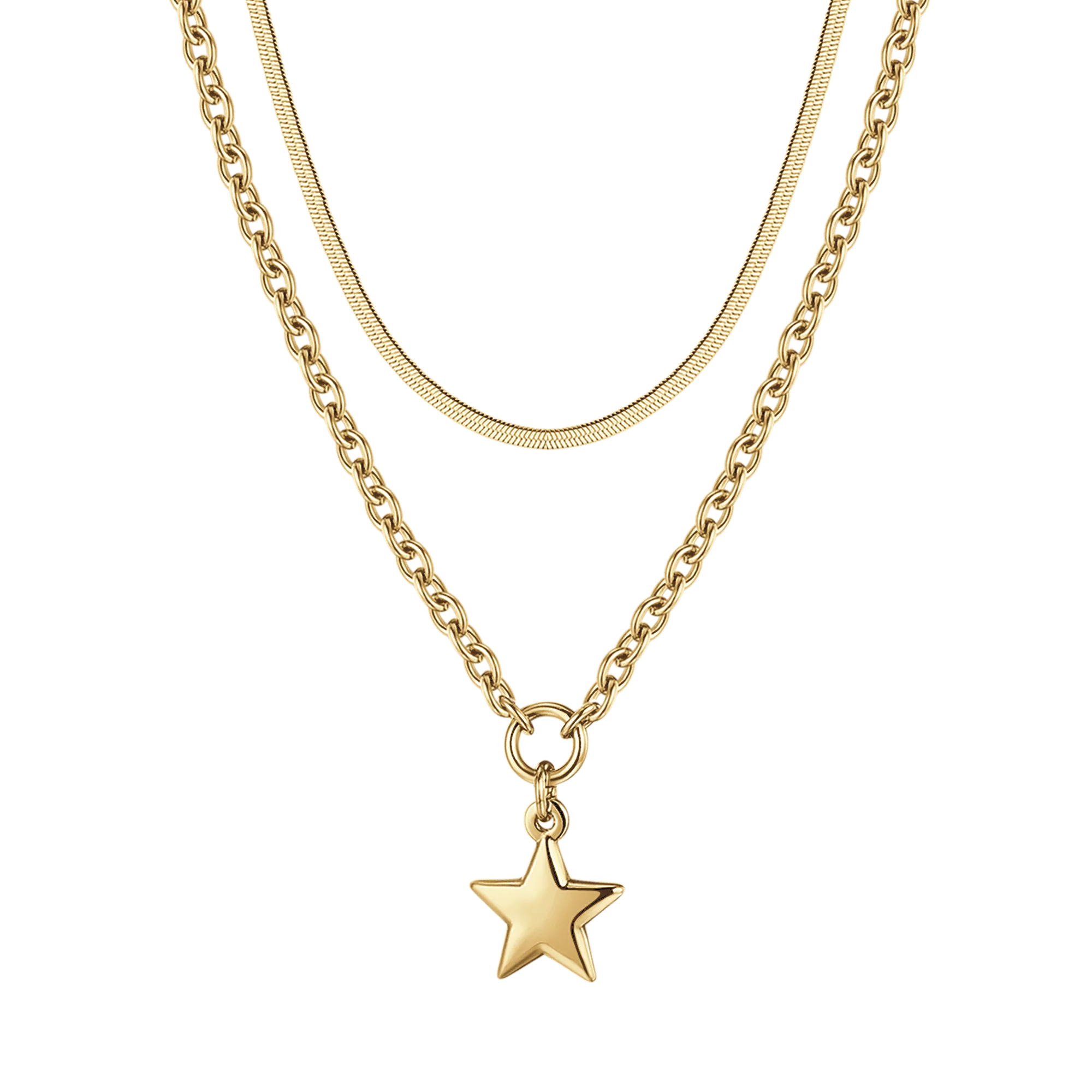 COLLANA DONNA IN ACCIAIO IP GOLD MUTLIFILO CON STELLA - Image 6