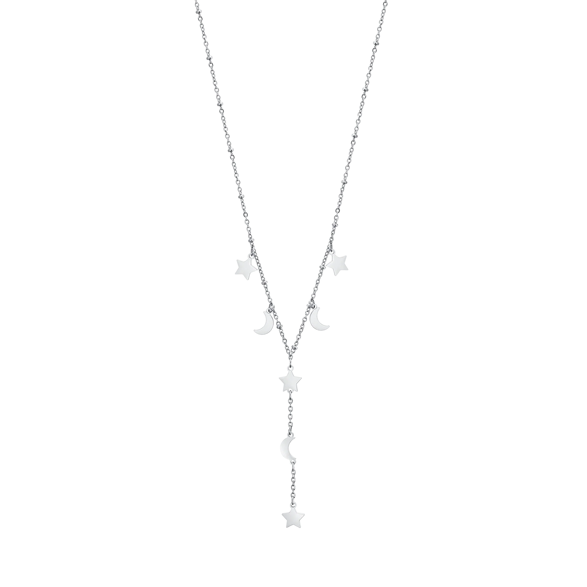 COLLANA IN ACCIAIO CON STELLE E LUNE