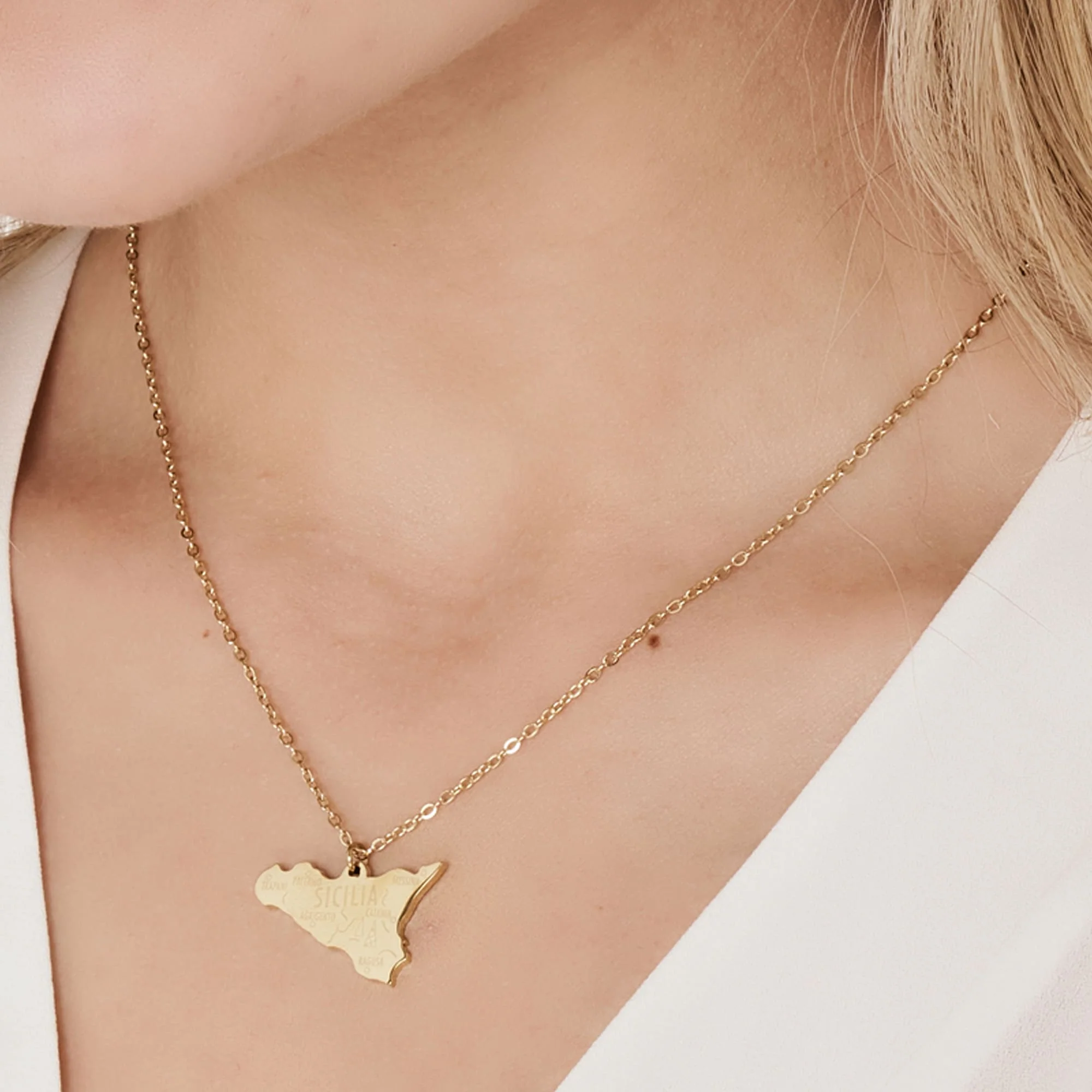 COLLANA DONNA IN ACCIAIO IP GOLD SICILIA - Image 2