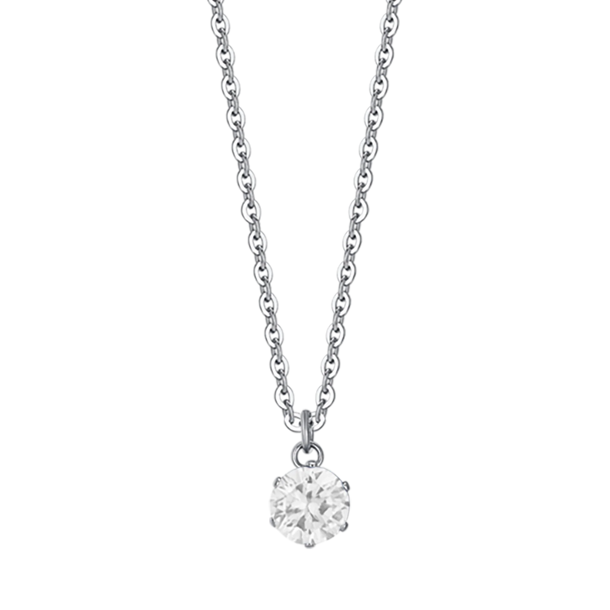 COLLANA DONNA PUNTO LUCE IN ACCIAIO CON CRISTALLO BIANCO DA 6 MM - Image 4