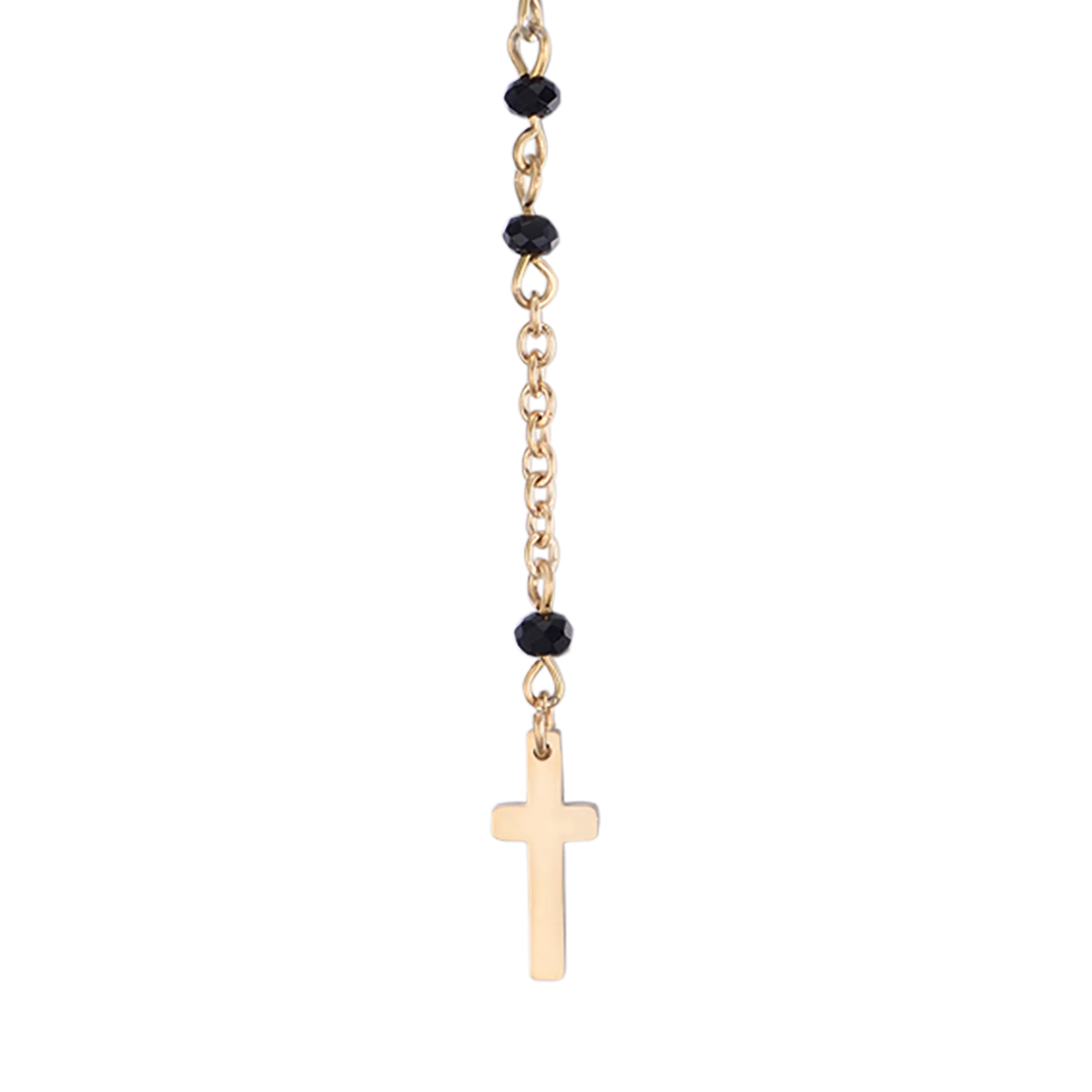 COLLANA DONNA ROSARIO IN ACCIAIO CON CRISTALLI NERI CON PENDENTE - Image 8