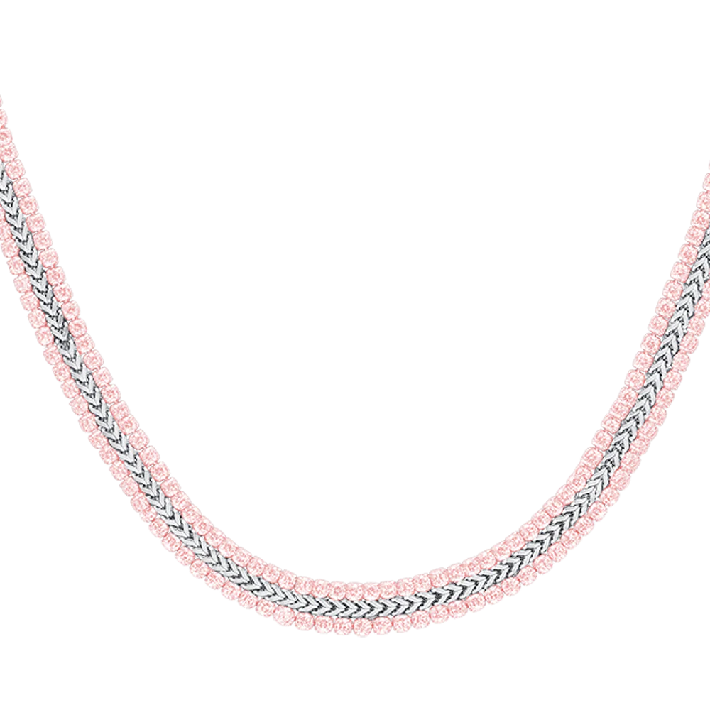 COLLANA  TENNIS DONNA IN ACCIAIO CON CRISTALLI ROSA - Image 4