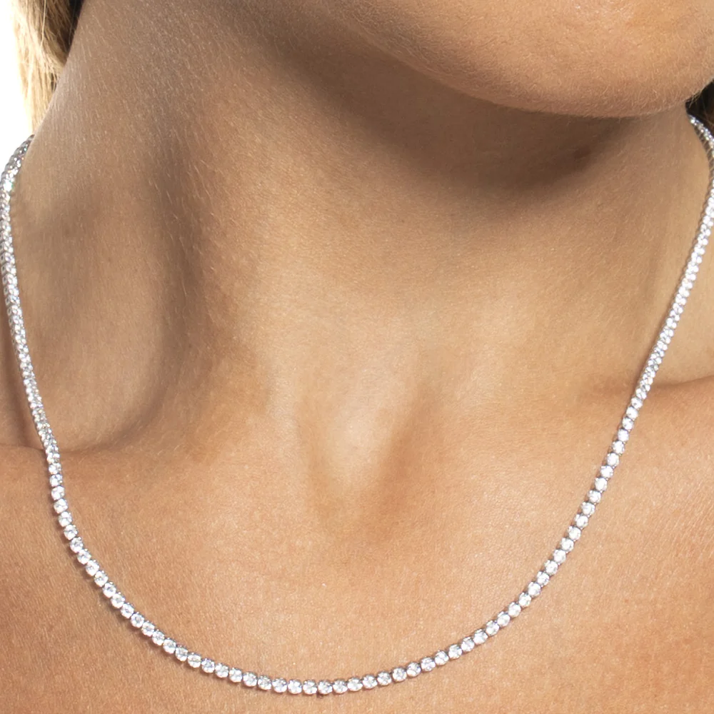COLLANA TENNIS DONNA IN ACCIAIO CON ZIRCONI BIANCHI - Image 2