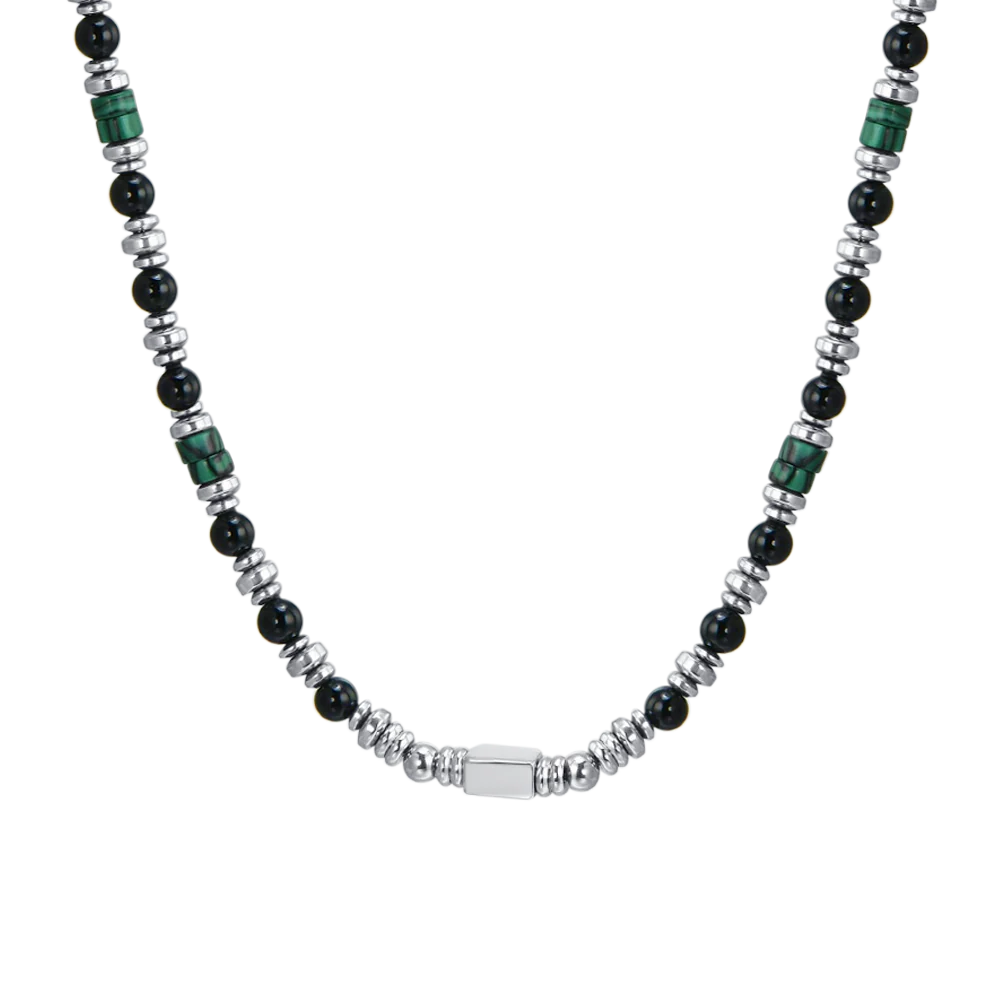COLLANA UOMO IN ACCIAIO AGATA NERA
