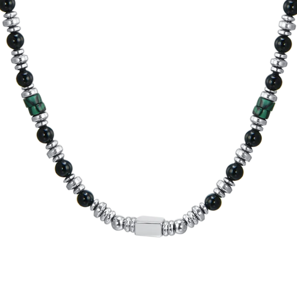 COLLANA UOMO IN ACCIAIO AGATA NERA - Image 4