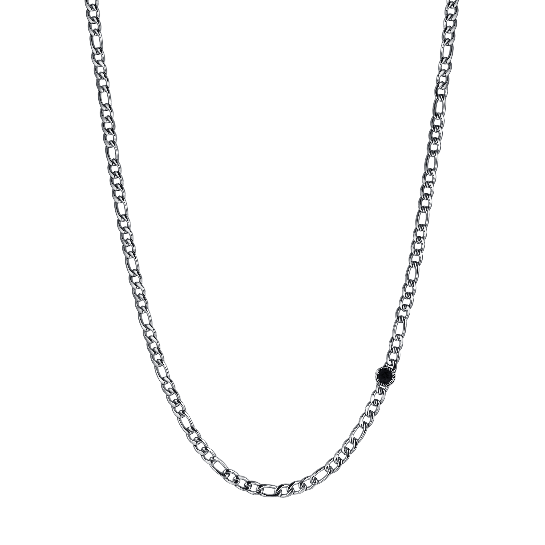 COLLANA UOMO IN ACCIAIO CON AGATA NERA