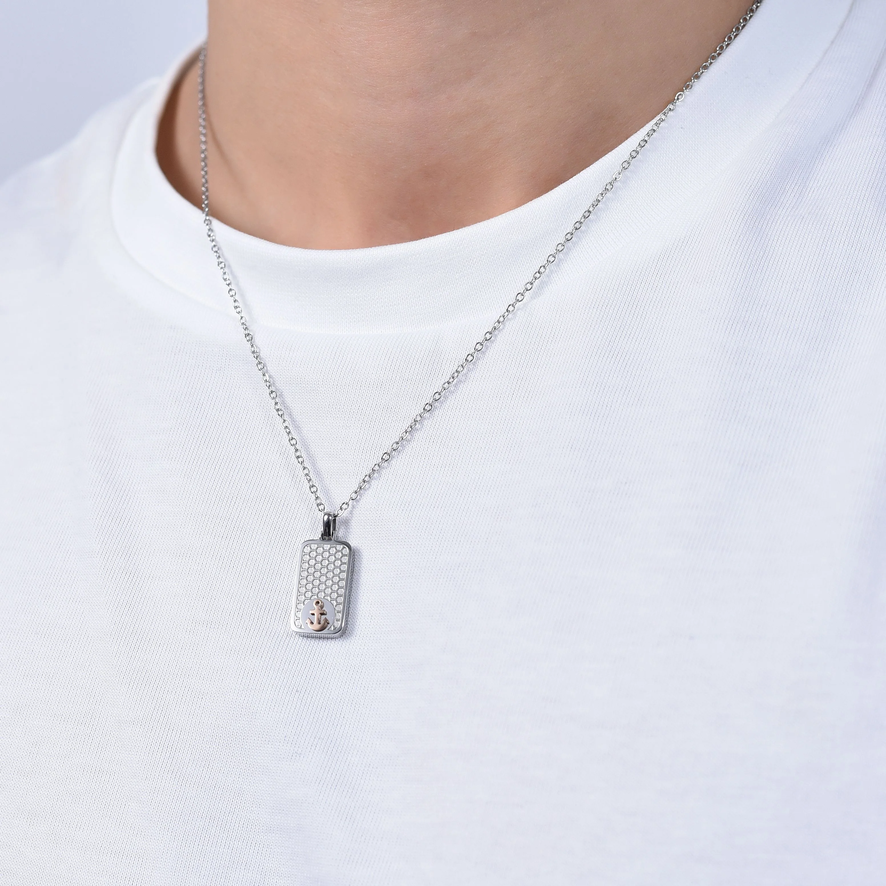 COLLANA UOMO IN ACCIAIO CON ANCORA IP ROSE - Image 2