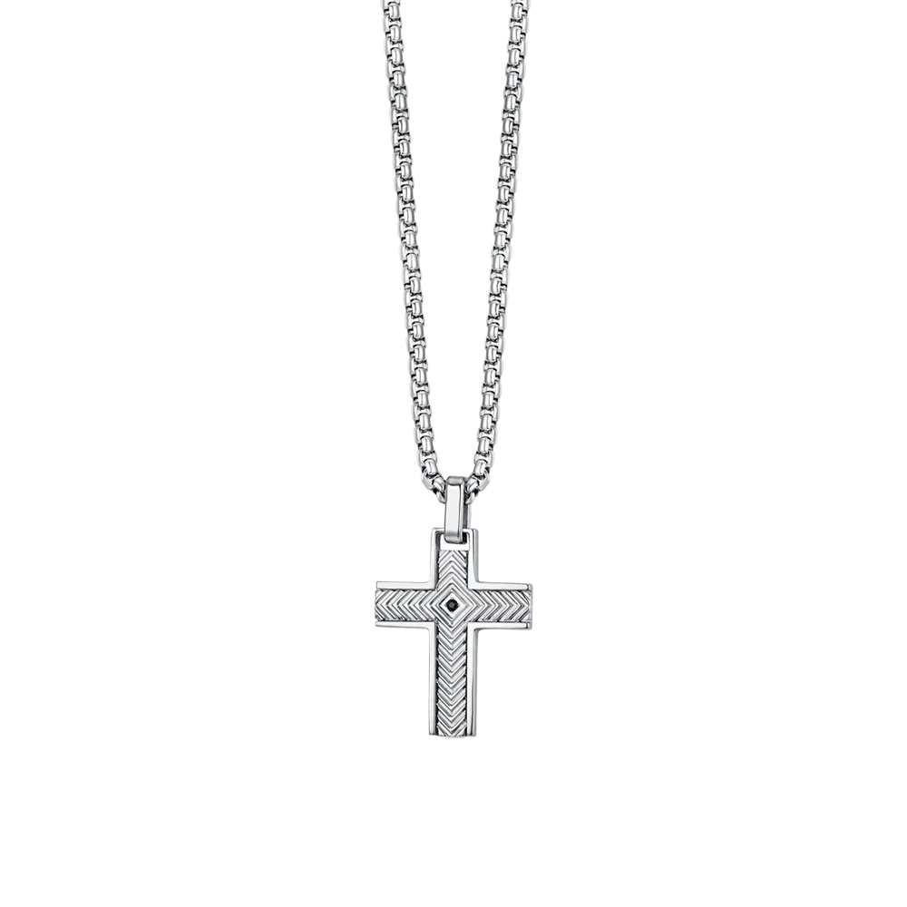 COLLANA UOMO IN ACCIAIO CON CROCE