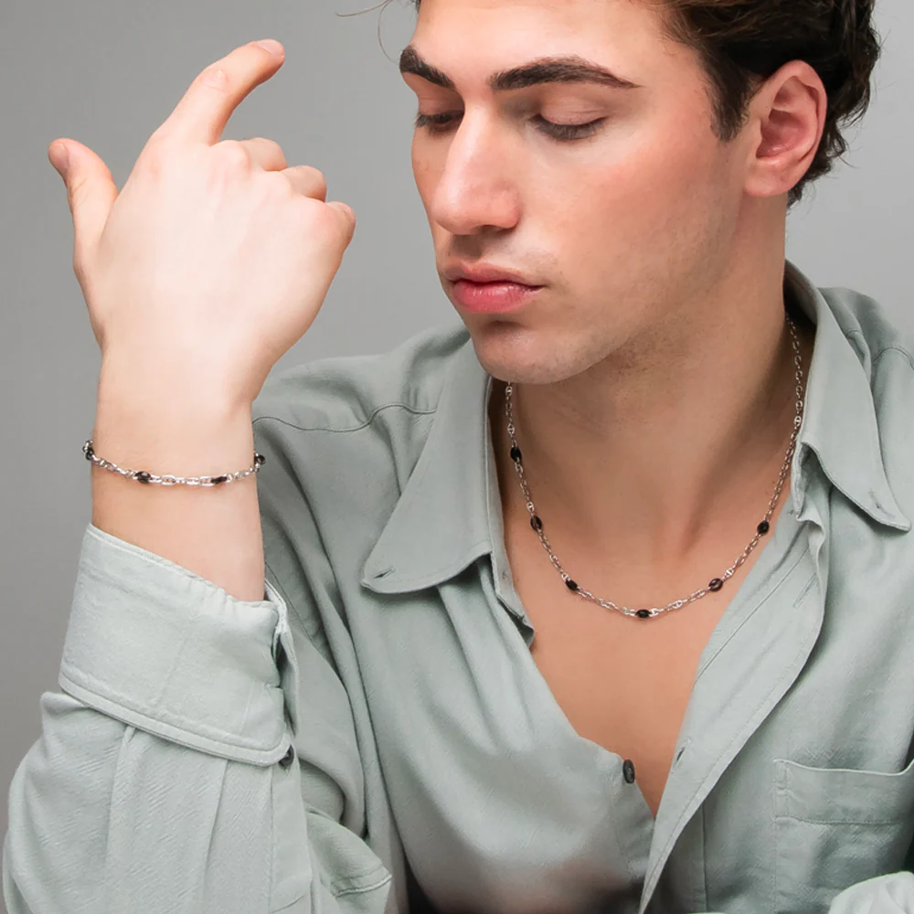 COLLANA UOMO IN ACCIAIO CON ELEMENTI IN ACCIAIO IP NERO - Image 4
