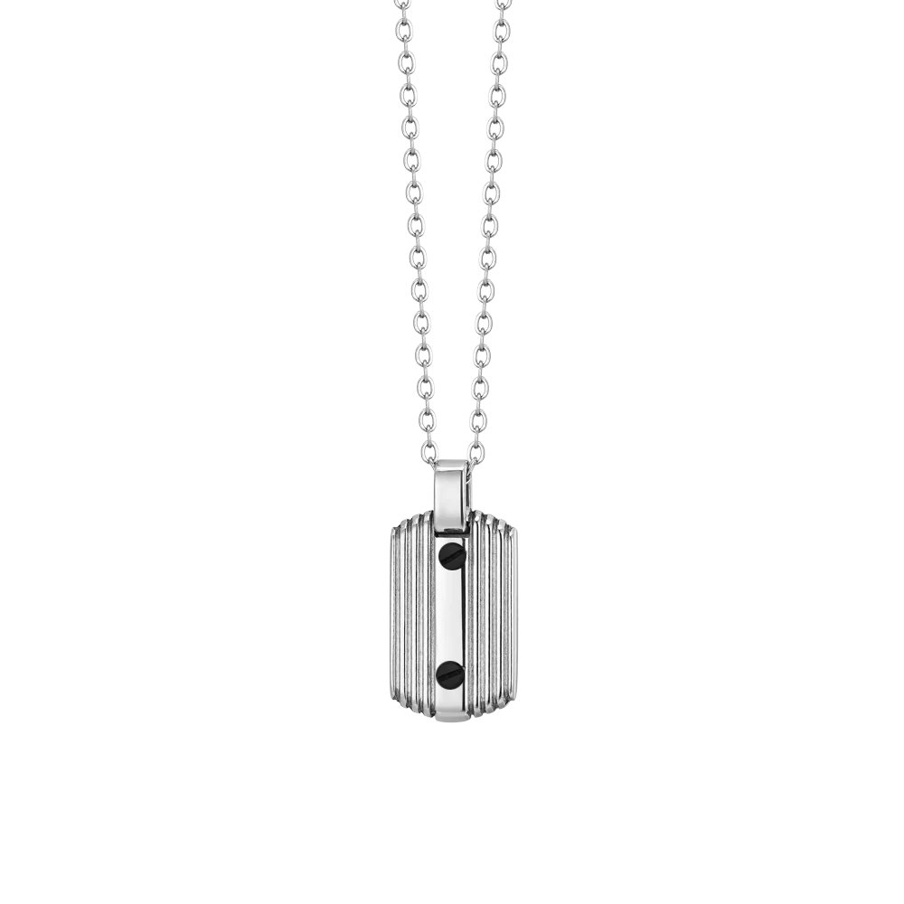 COLLANA UOMO IN ACCIAIO CON ELEMENTI NERI