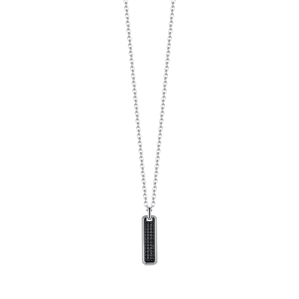 COLLANA UOMO IN ACCIAIO CON ELEMENTO CON CRISTALLI NERI