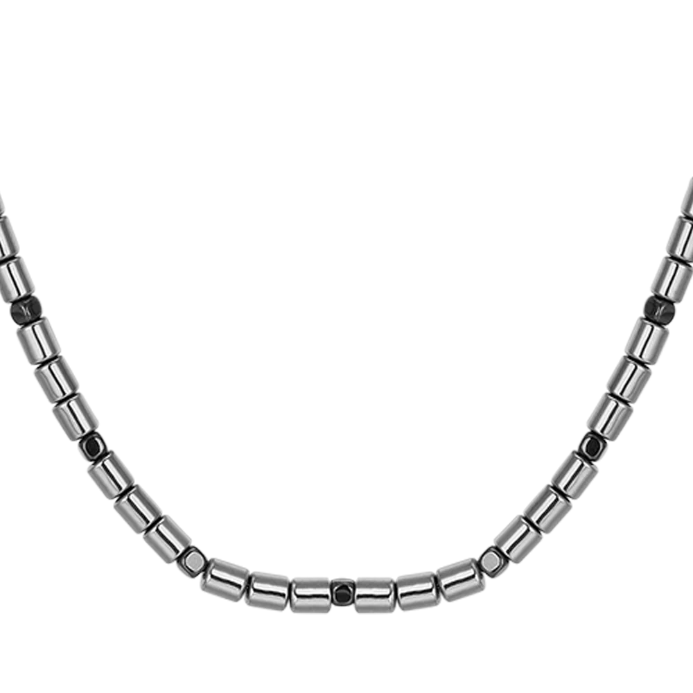 COLLANA UOMO IN ACCIAIO CON EMATITE SILVER E NERA - Image 4
