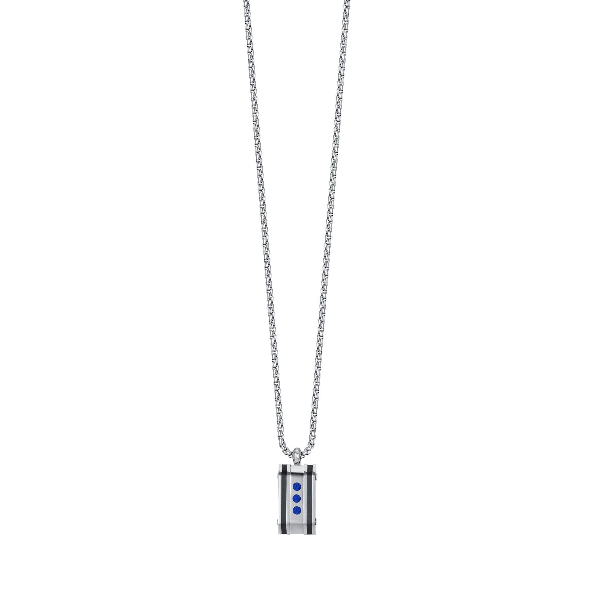 COLLANA UOMO IN ACCIAIO CON PIASTRA CON CRISTALLI BLU