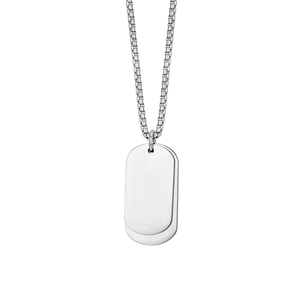 COLLANA UOMO IN ACCIAIO CON PIASTRE SILVER