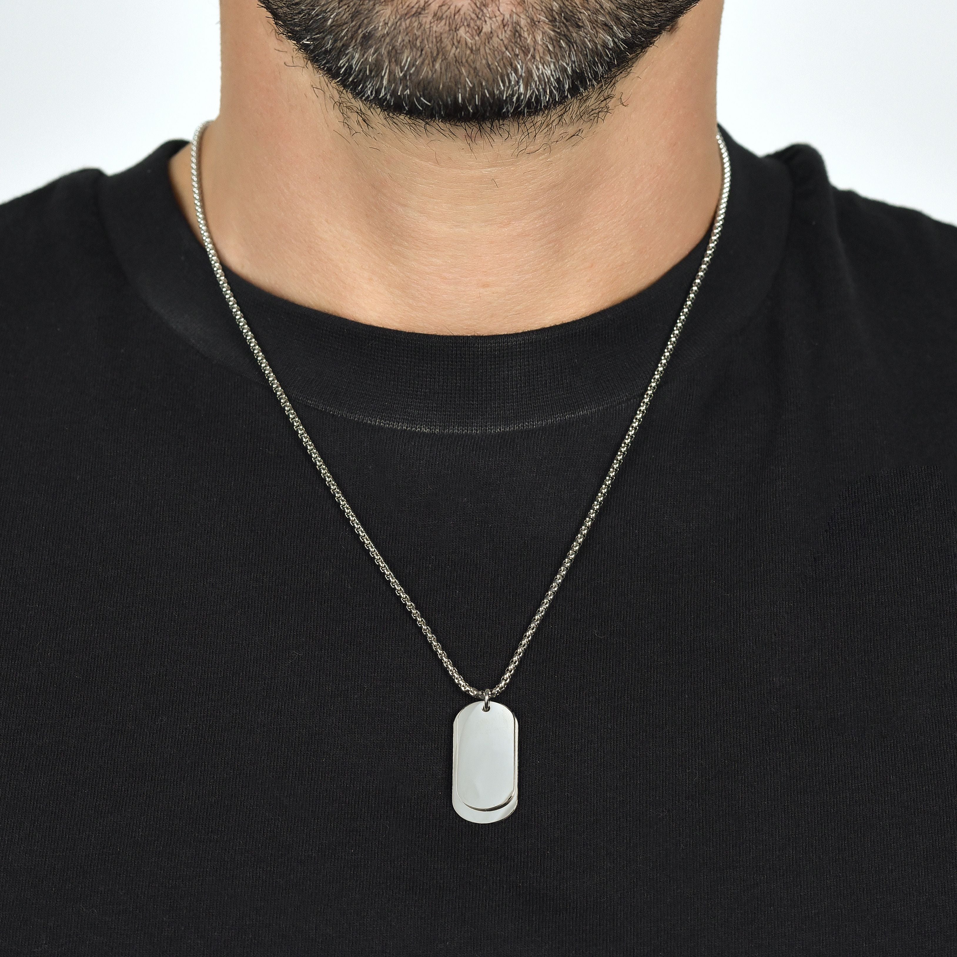 COLLANA UOMO IN ACCIAIO CON PIASTRE SILVER - Image 2