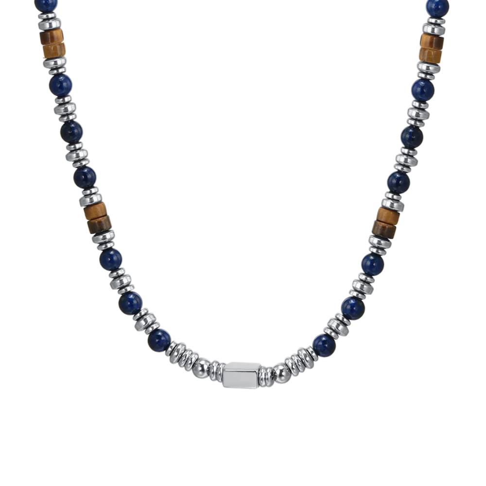 COLLANA UOMO IN ACCIAIO CON PIETRA LAPIS