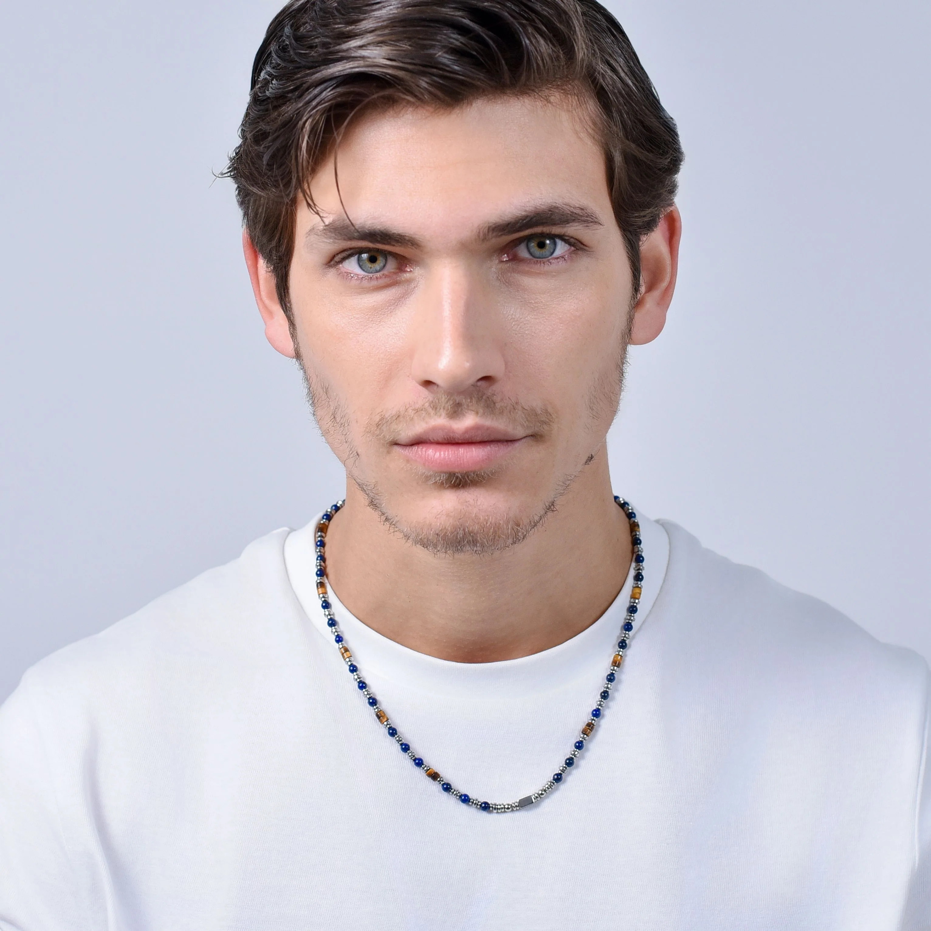 COLLANA UOMO IN ACCIAIO CON PIETRA LAPIS - Image 3