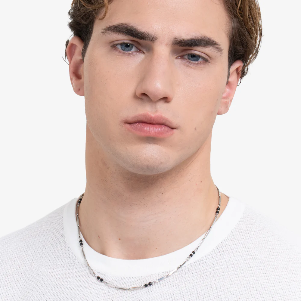 COLLANA UOMO IN ACCIAIO CON PIETRE AGATA - Image 3