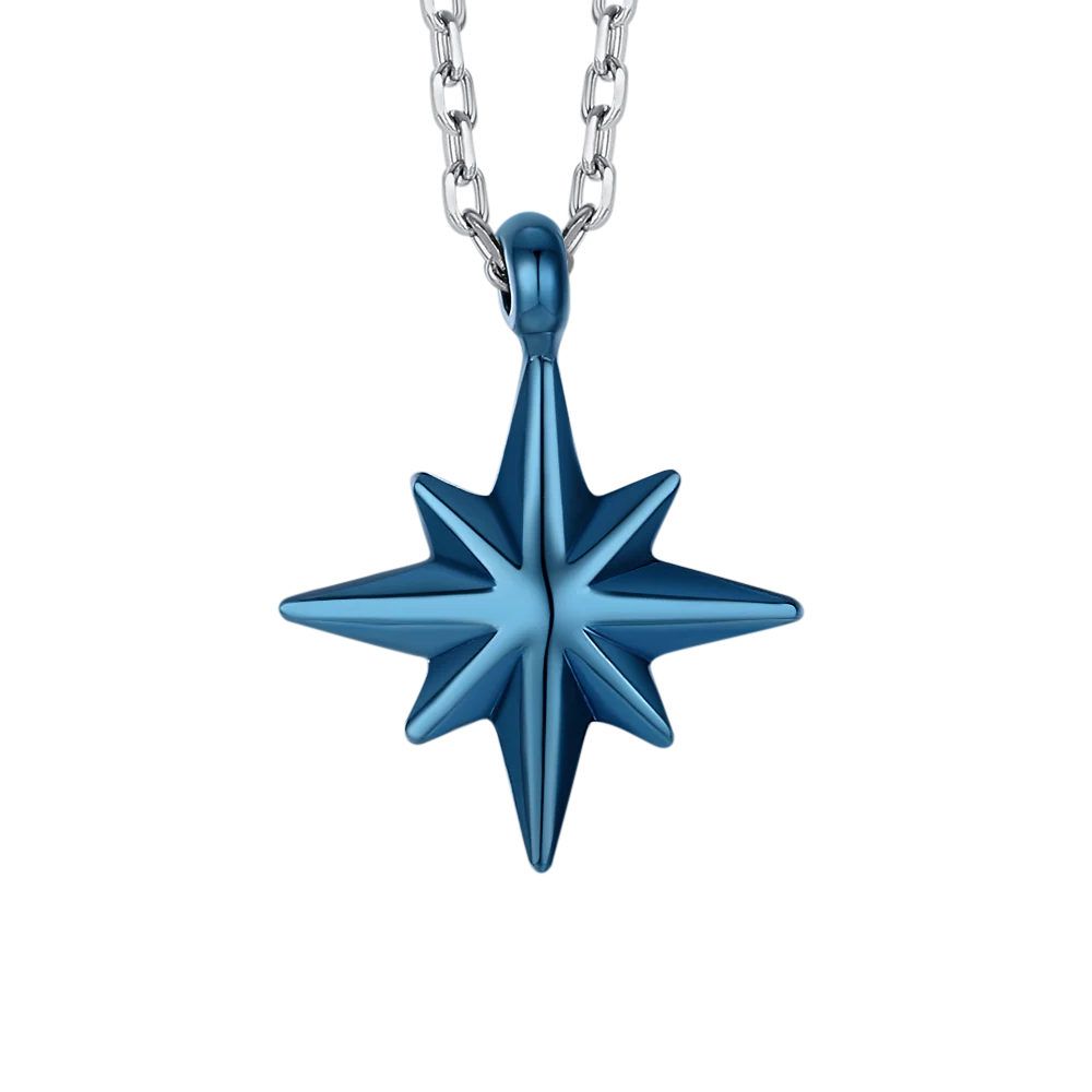 COLLANA UOMO IN ACCIAIO CON ROSA DEI VENTI IP BLU - Image 5