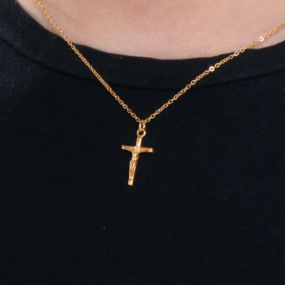 COLLANA UOMO IN ACCIAIO E IP GOLD CON CROCIFISSO - Image 2