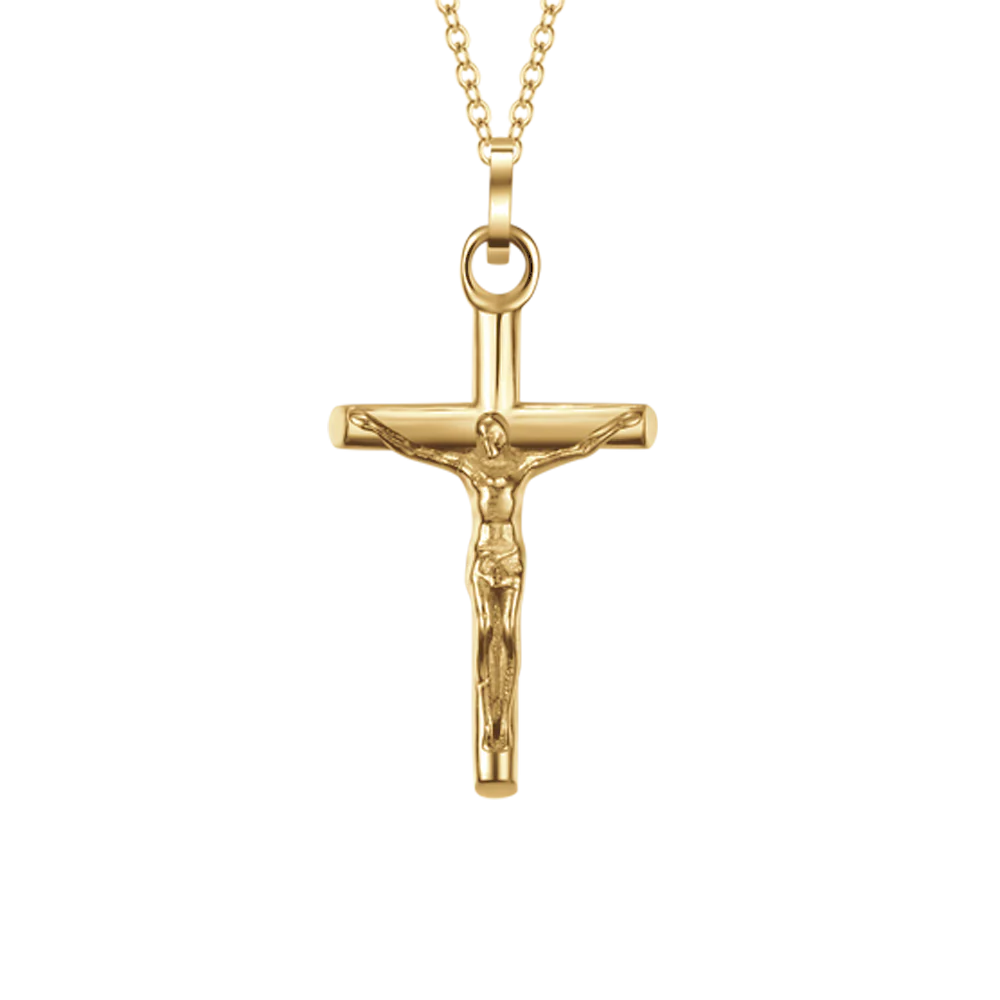 COLLANA UOMO IN ACCIAIO E IP GOLD CON CROCIFISSO - Image 4