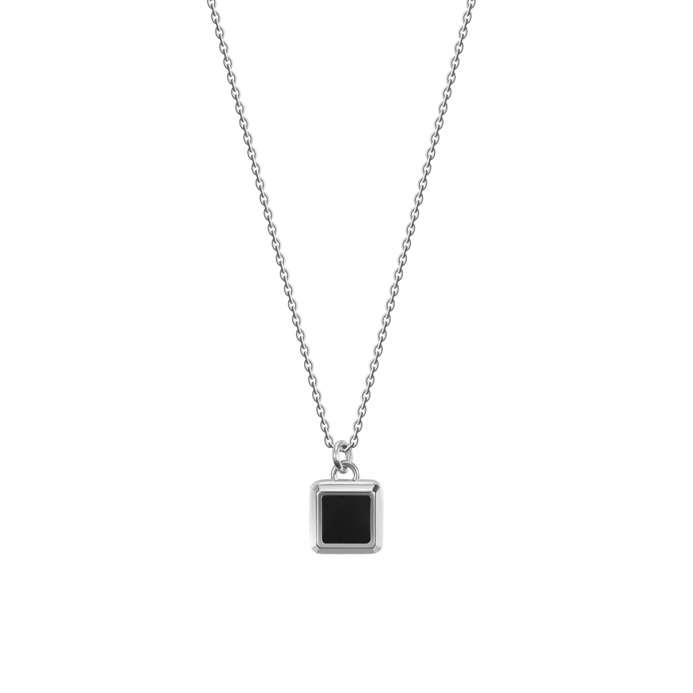 COLLANA UOMO IN ACCIAIO PIASTRA CON SMALTO NERO