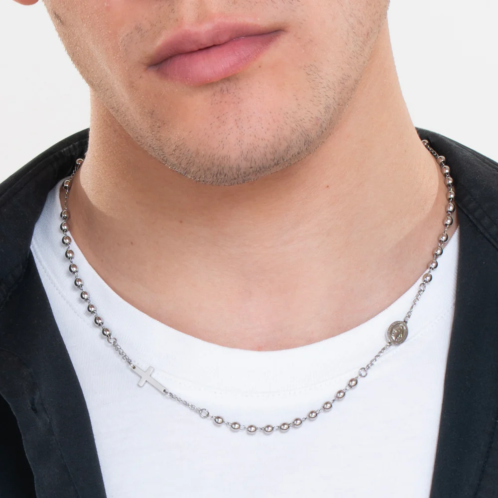 COLLANA UOMO ROSARIO IN ACCIAIO - Image 2
