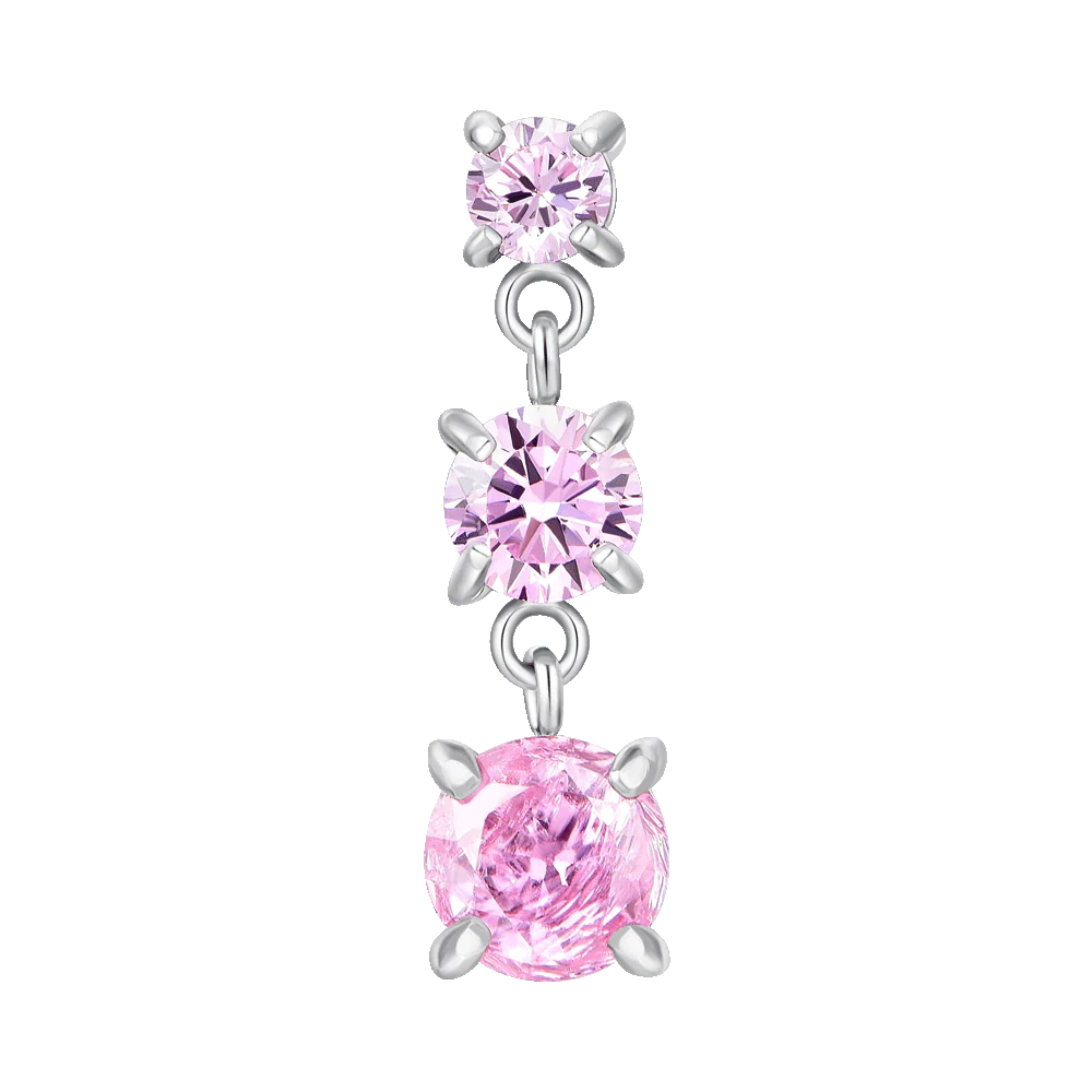 MONO ORECCHINO DONNA IN ACCIAIO CON ZIRCONI ROSA