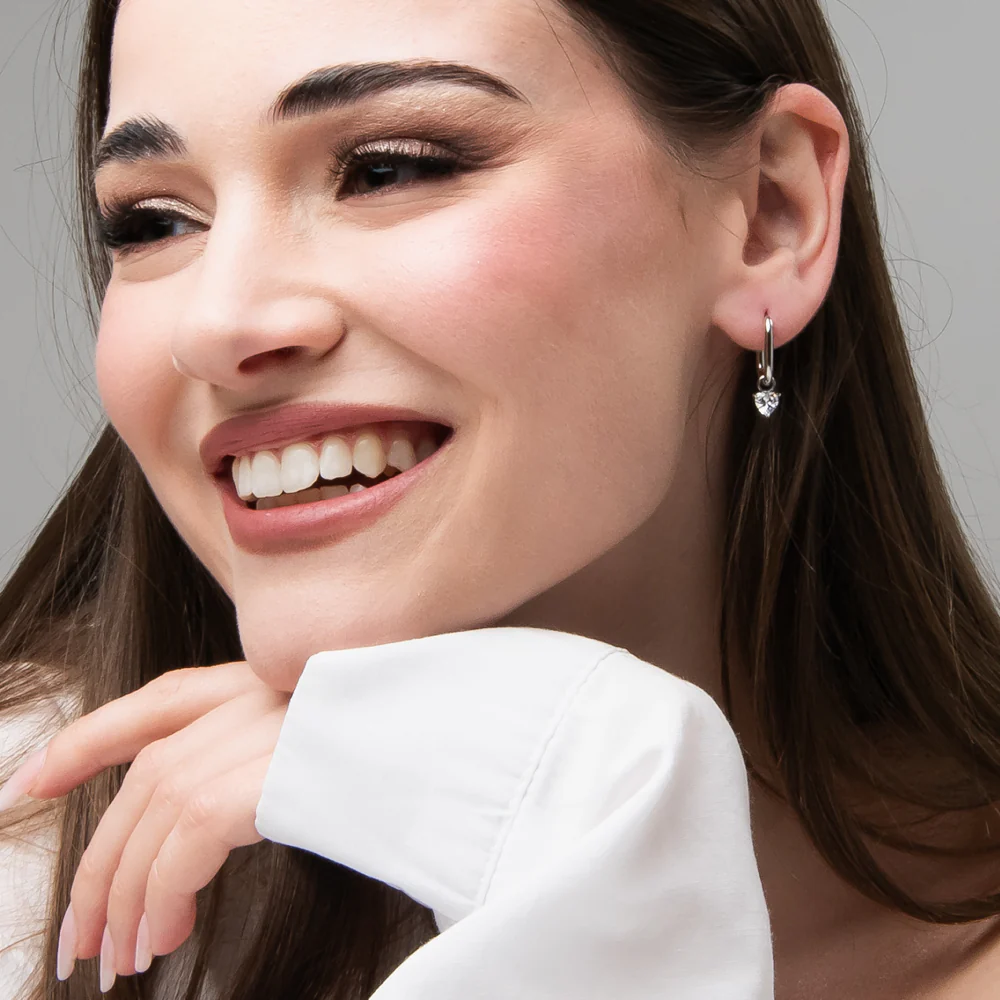 MONO ORECCHINO DONNA IN ACCIAIO CON ZIRCONE BIANCO - Image 3