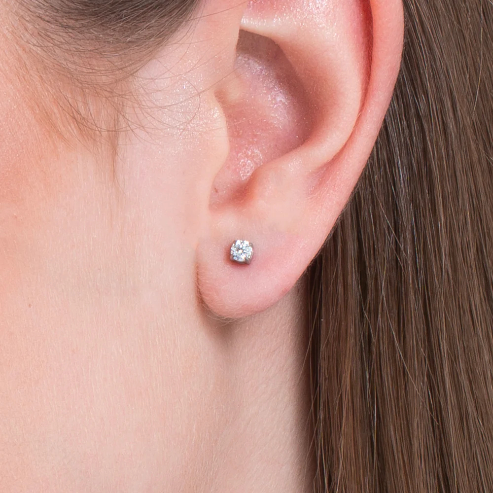 MONO ORECCHINO DONNA IN ACCIAIO CON ZIRCONE BIANCO - Image 2
