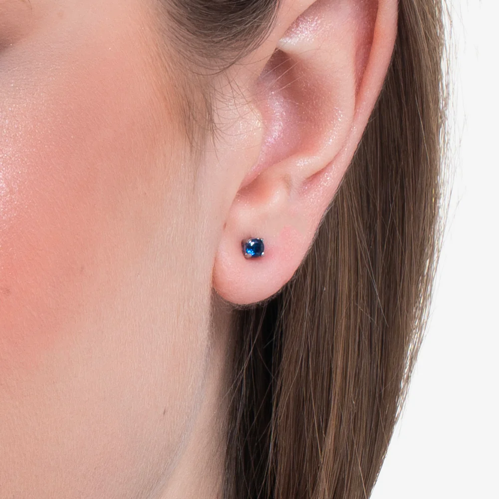 MONO ORECCHINO DONNA IN ACCIAIO CON ZIRCONE BLU - Image 2