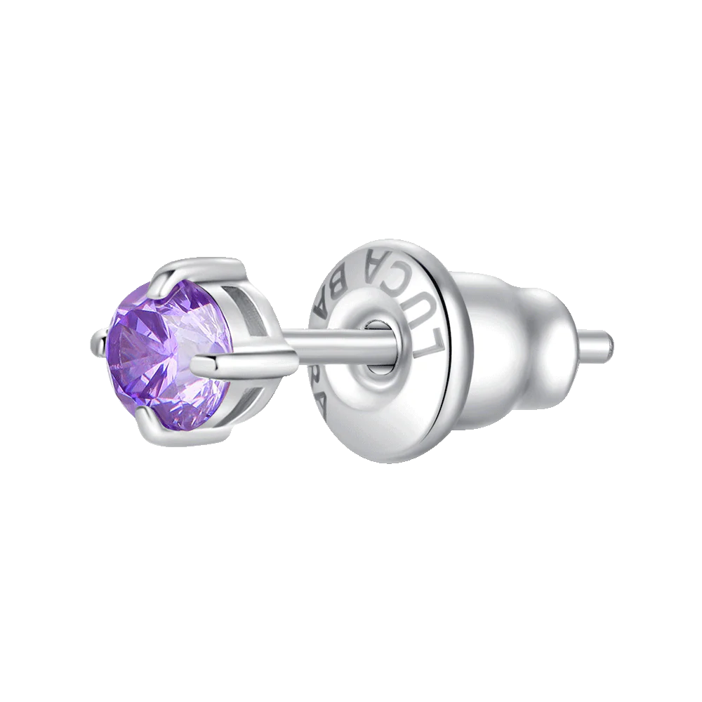 MONO ORECCHINO DONNA IN ACCIAIO CON ZIRCONE VIOLA