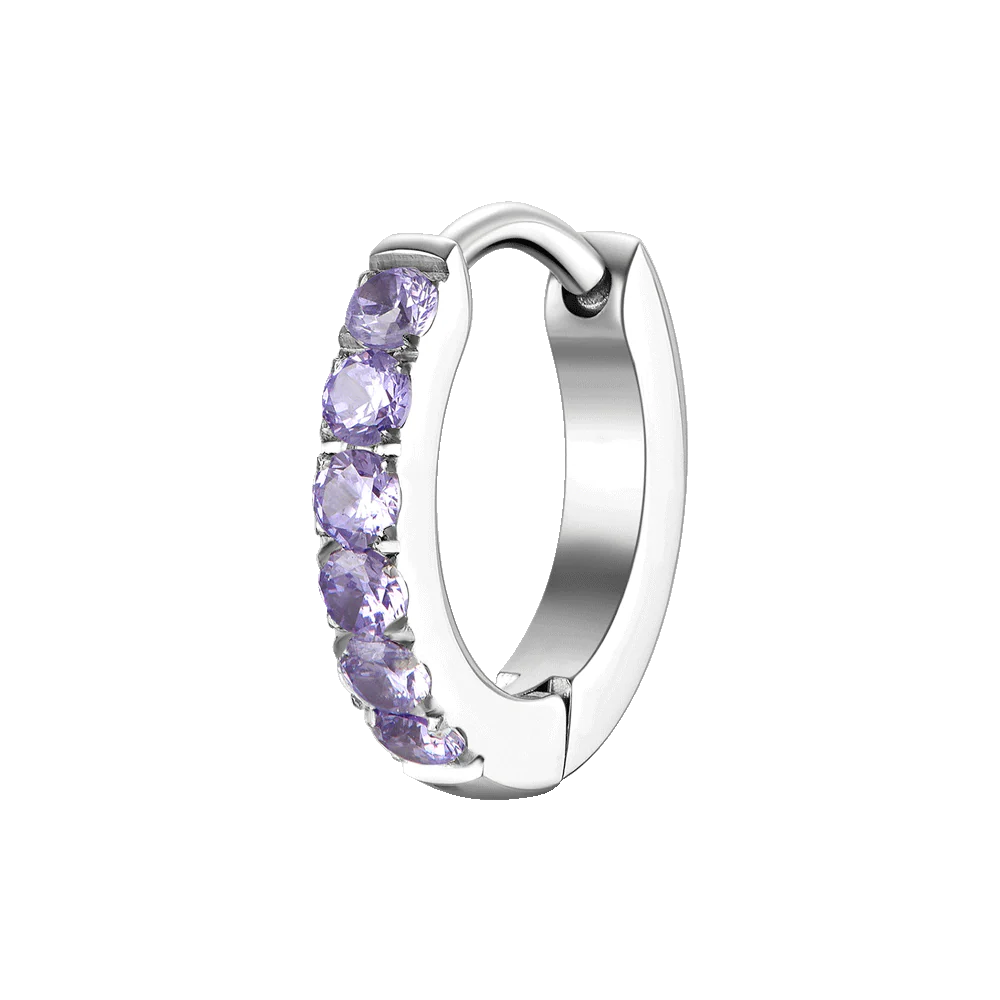 MONO ORECCHINO DONNA IN ACCIAIO CON ZIRCONI VIOLA