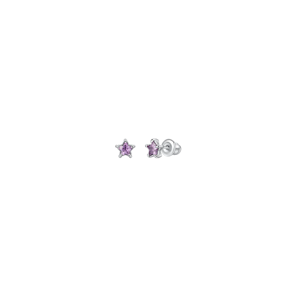 ORECCHINI BAMBINA IN ACCIAIO CON STELLA ZIRCONE VIOLA