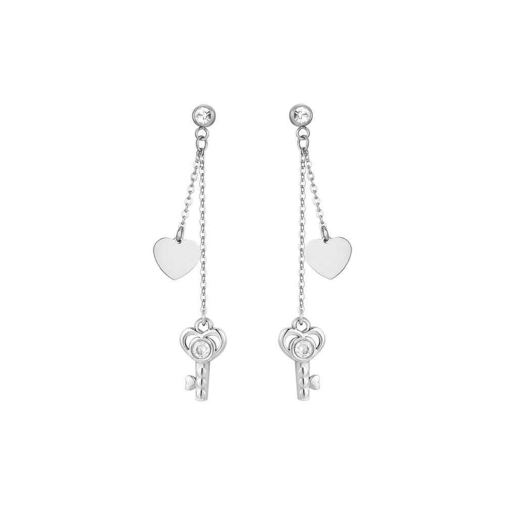 ORECCHINI DONNA IN ACCIAIO CHIAVE E CUORE