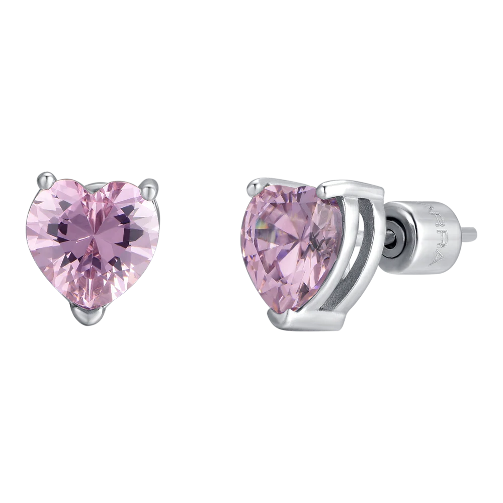 ORECCHINI DONNA IN ACCIAIO CON ZIRCONE ROSA