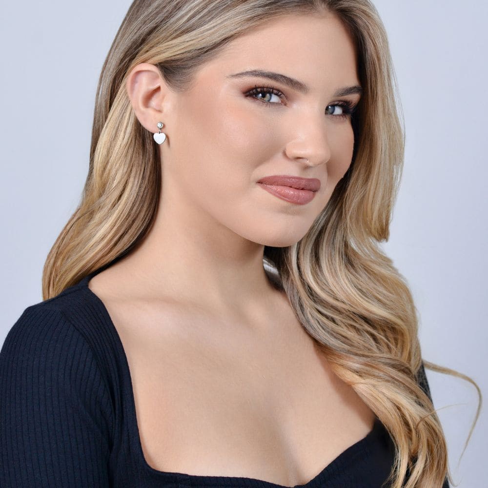 ORECCHINI DONNA IN ACCIAIO CON CUORE E ZIRCONE BIANCO - Image 4