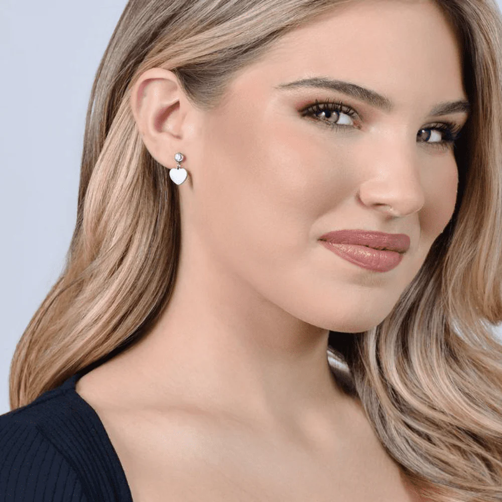 ORECCHINI DONNA IN ACCIAIO CON CUORE E ZIRCONE BIANCO - Image 5