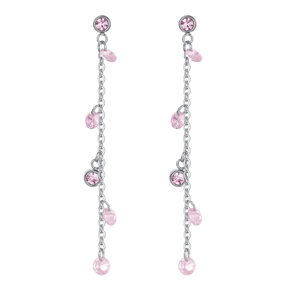 ORECCHINI DONNA IN ACCIAIO CRISTALLI ROSA