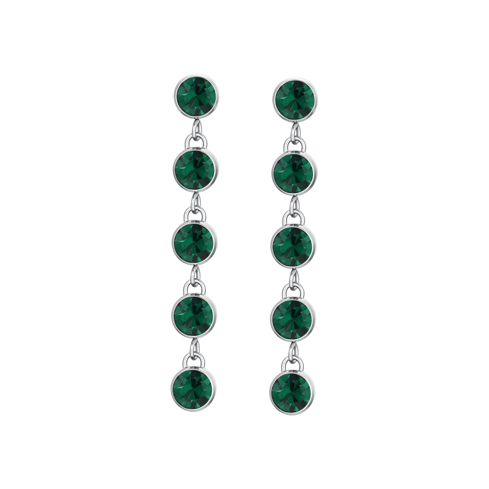 ORECCHINI DONNA IN ACCIAIO CRISTALLI VERDE