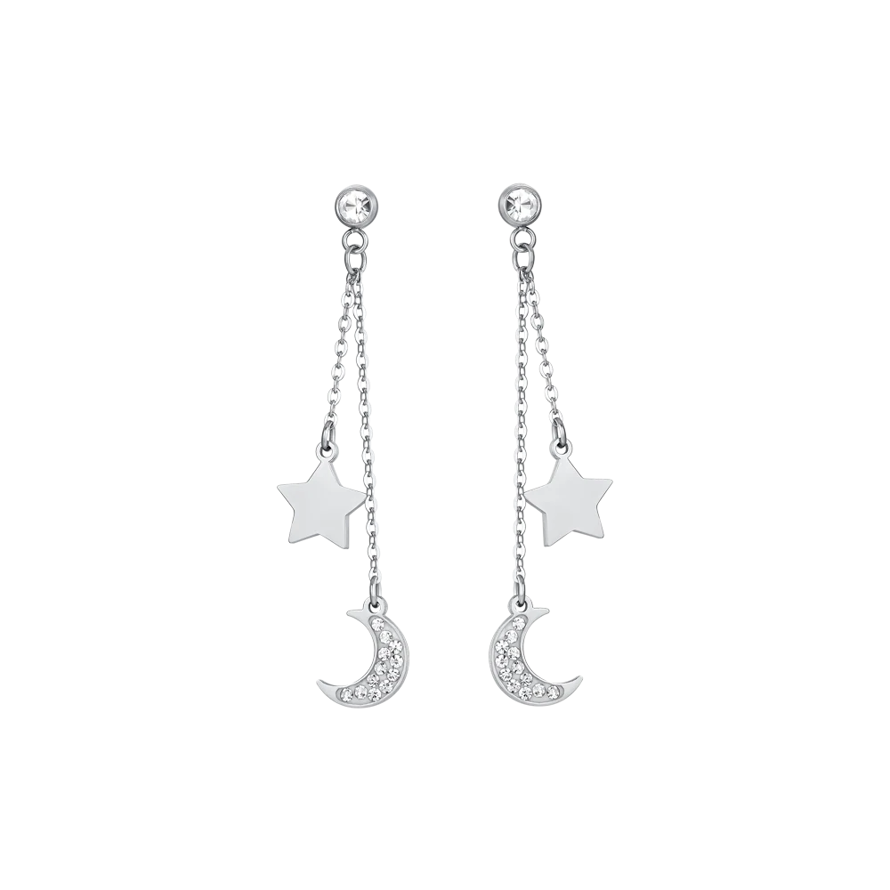 ORECCHINI DONNA IN ACCIAIO LUNA E STELLA