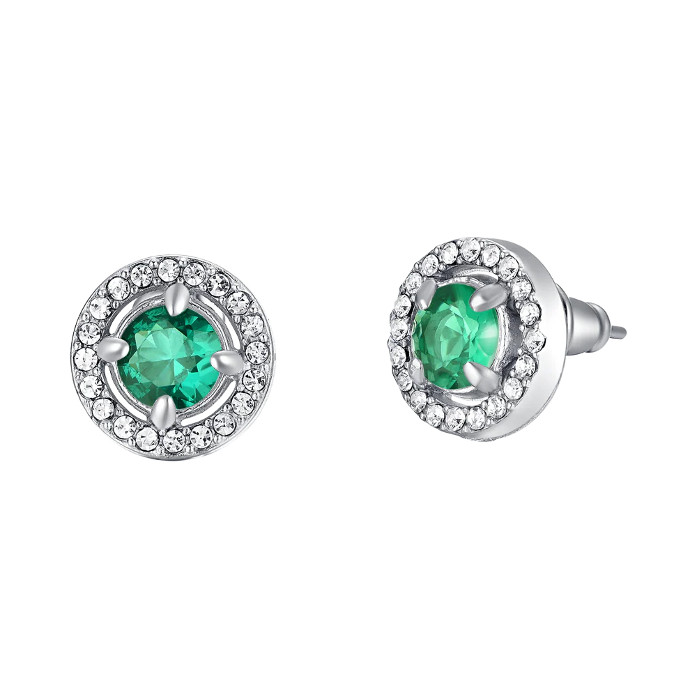 ORECCHINI DONNA IN ACCIAIO ZIRCONE VERDE