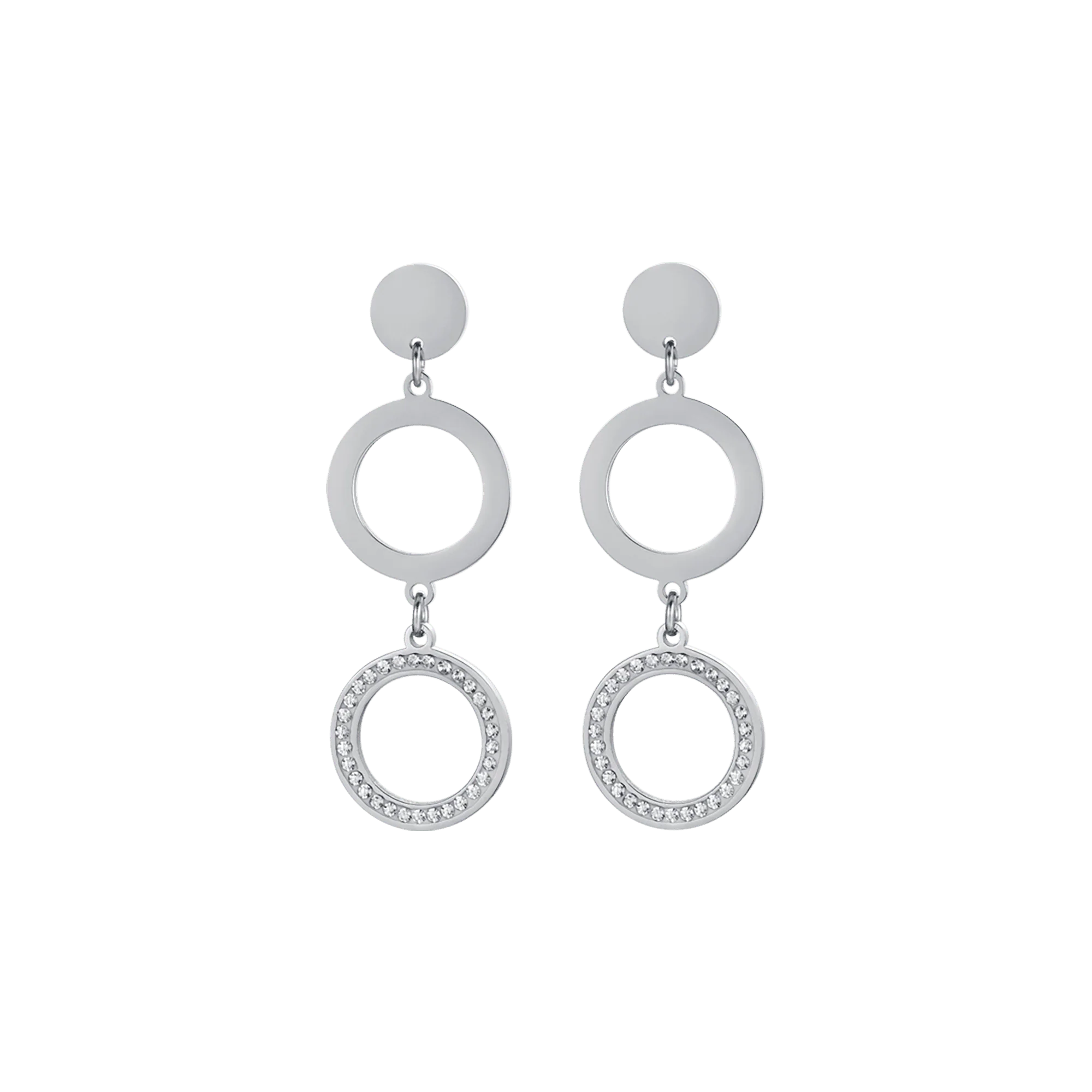 ORECCHINI DONNA IN ACCIAIO IP GOLD PENDENTE CON CRISTALLI BIANCHI