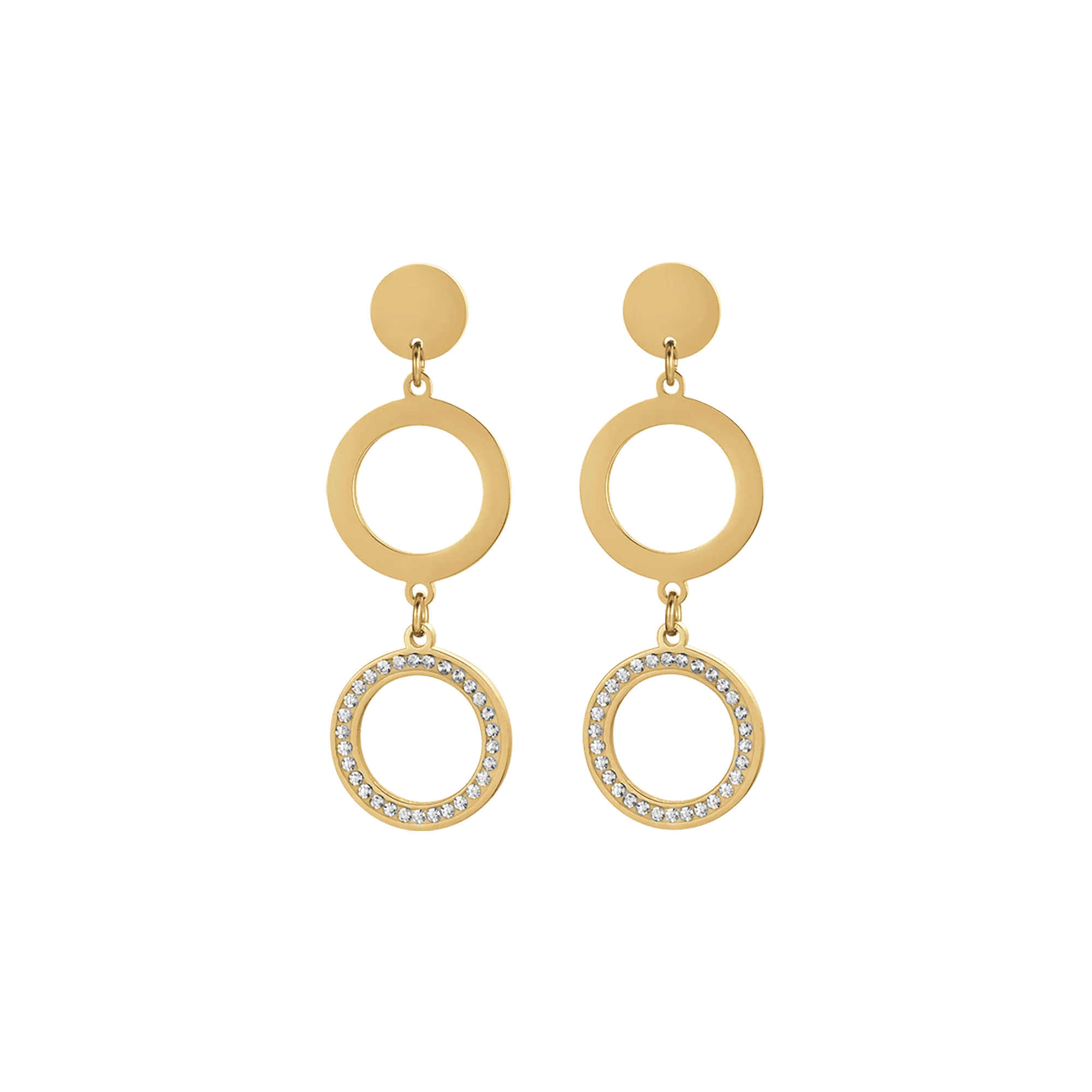 ORECCHINI DONNA IN ACCIAIO IP GOLD PENDENTE CON CRISTALLI BIANCHI - Image 5