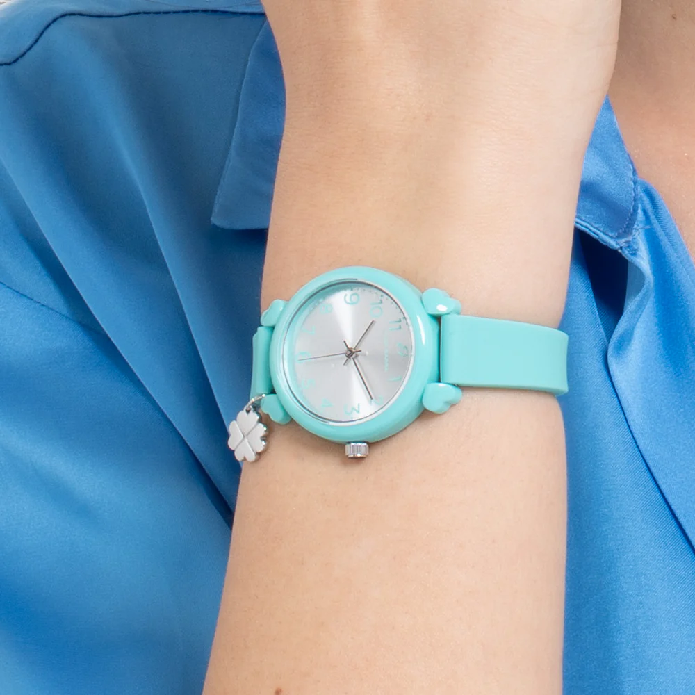 OROLOGIO DONNA ACQUAMARINA CON CHARM QUADRIFOGLIO - Image 2