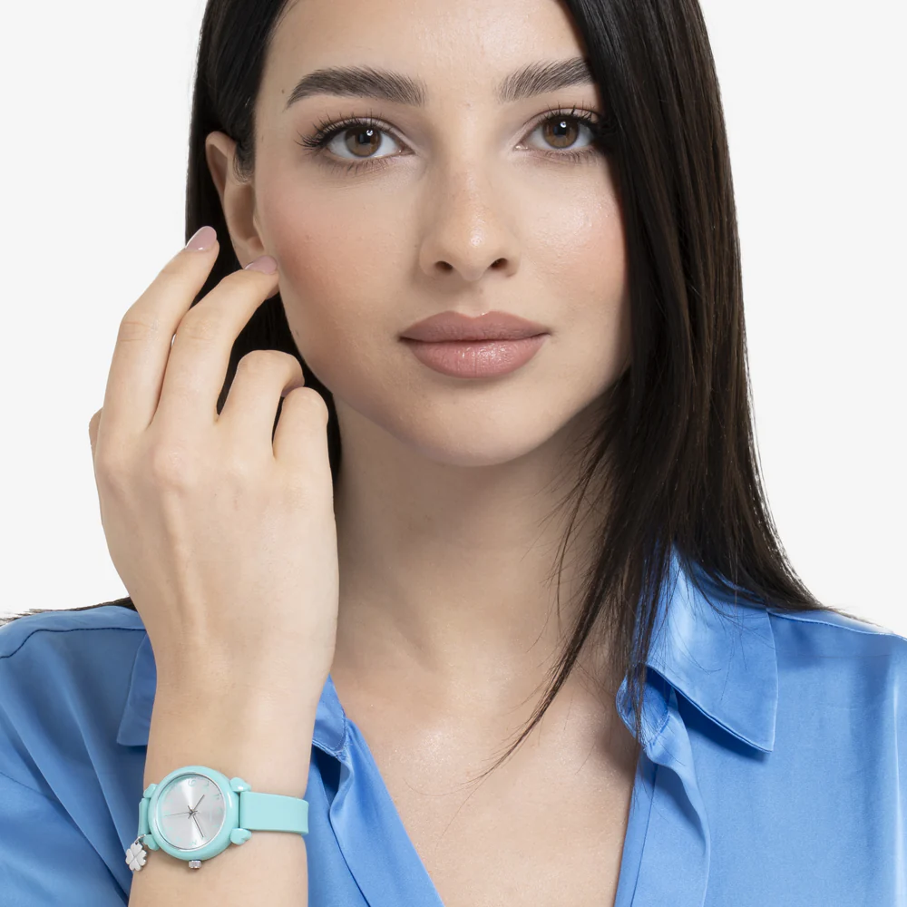 OROLOGIO DONNA ACQUAMARINA CON CHARM QUADRIFOGLIO - Image 3