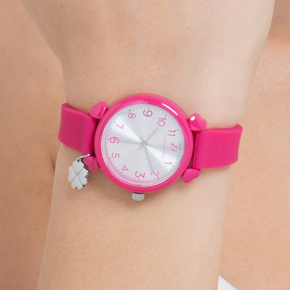 OROLOGIO DONNA FUCSIA CON CHARM QUADRIFOGLIO - Image 2