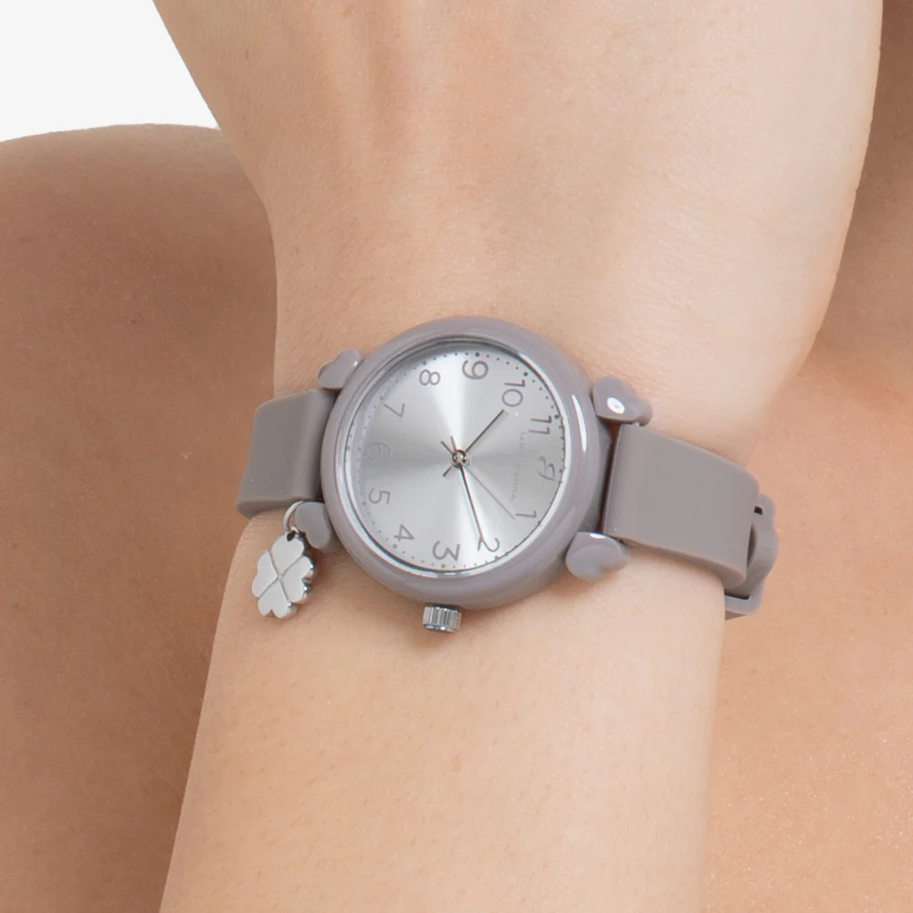 OROLOGIO DONNA GRIGIO CON CHARM QUADRIFOGLIO - Image 2