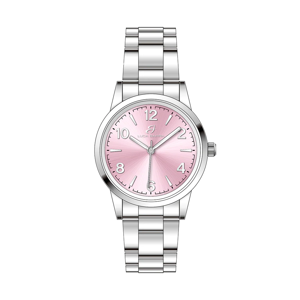OROLOGIO DONNA IN ACCIAIO CON QUADRANTE ROSA